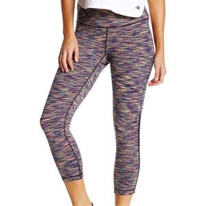 Zella Live In-Streamline bright neon space dye gym crop leggings S mesh panel